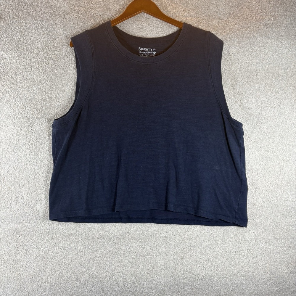 Faherty‎ Sunwashed Slub Muscle Tank Women's Navy 100% Organic Cotton Size XXL